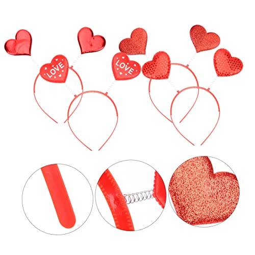 VICASKY 4pcs Valentine Heart Headbands for Adults Cupid Hair Accessories for Weddings and Parties Spring Design for Easy Wear for Celebrations and Photo Props