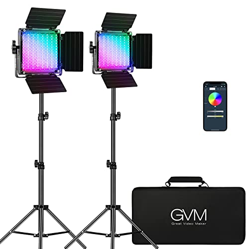 GVM RGB Video Lighting, Bi-Color Led Video Light Kit with APP Control, 2 Packs 850D Photography Lighting Kit CRI 97+ for Web Conference, YouTube, Gaming, Zoom, Aluminum Alloy Shell - size: 2 packs