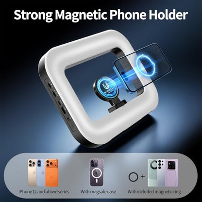 yAyusi Magnetic Cell Phone Light for Video Recording, Handheld Phone Stabilizer with Light, 8000mAh LED Selfie Phone Ring Light with Phone Holder, Smartphone Video Rig for Camera, Vlog, TikTok - size: Magnetic