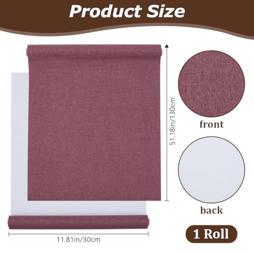 CRASPIRE 51x11.8 Inch Dark Reddish Purple Book Cloth Paper Backed for Book Cover Binding Weave Linen Fabric Surface Protector Book Binding Cloth for Adult Scrapbooking Album DIY Crafts - color: Dark Red Purple
