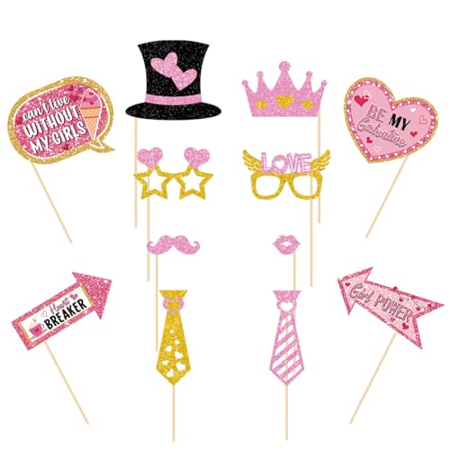Galentines Day Decorations Photo Props Galentines Day Party Photo Booth Props Kit Ladies Girls Friendship Themed Party Decor Valentine's Day Birthday Party Decoration Supplies 35 Pieces