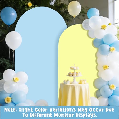 Blue and Light Yellow Arch Backdrop Covers Set of 2(7.2Ft, 6Ft), Spandex Fitted Chiara Arch Stand Covers Backdrops for Wedding Baby Shower Birthday Graduation Photo Booth Props(Only Cover) - color: Blue/Light Yellow, size: 7.2FT/6FT
