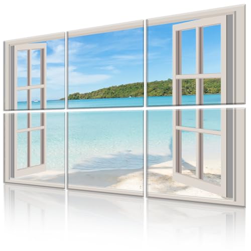 Decorative Acoustic Panels 6 Pack, 72"x48" Large Sound Absorbing Wall Art Panels, Self-Adhesive Sound Proof Foam Panels for Bedroom, Home Theater, Studio, Office - Seascape - color: Seascape, size: 72 X 48 Inches