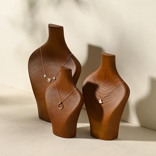 Solid Wood Jewelry Bust Necklace Display Showcase Jewelry Necklace Stand Display Holder(H11.73) - color: H3