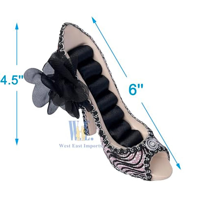 Ring Holder High Heel Shoe Design Fashion Jewelry Organizer Display Birtyday Gift (pink-bk) - color: pink-bk