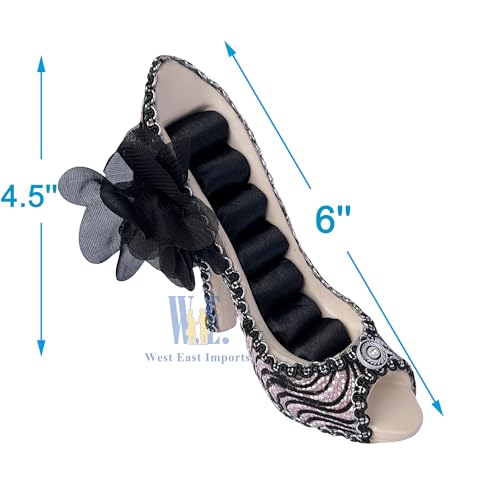 Ring Holder High Heel Shoe Design Fashion Jewelry Organizer Display Birtyday Gift (pink-bk) - color: pink-bk