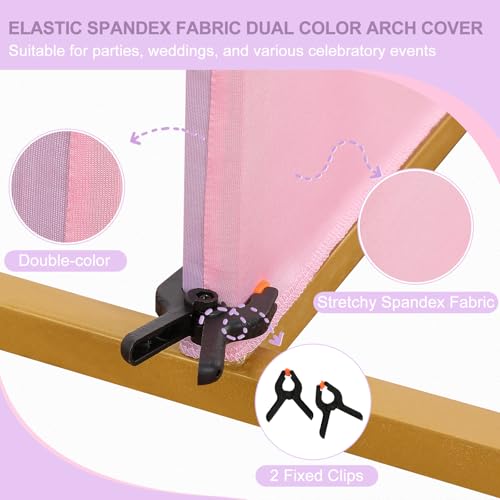 Arch Backdrop Cover 6.6ft Double Color Spandex Wedding Arch Stand Covers for Birthday Party Baby Shower Gender Reveal Boy or Girl Decoration(Pink&Purple) - color: Pink+Purple, size: 3.3ftx6.6ft