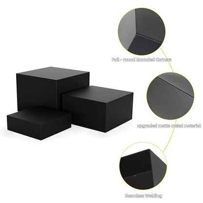 Metal Display Stands for Buffet Table - Black & White Cake Risers, Cupcake Stand for Wedding, Party, Catering Supplies, Elegant Food Risers for Displaywith 3Pcs Hollow Bottoms 6''x7''x8'' - color: Black