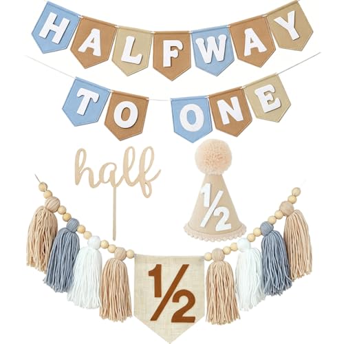 Felt Happy Birthday Banner 1st Birthday Decorations - High Chair Banner (Half Khaki) - color: Half Khaki