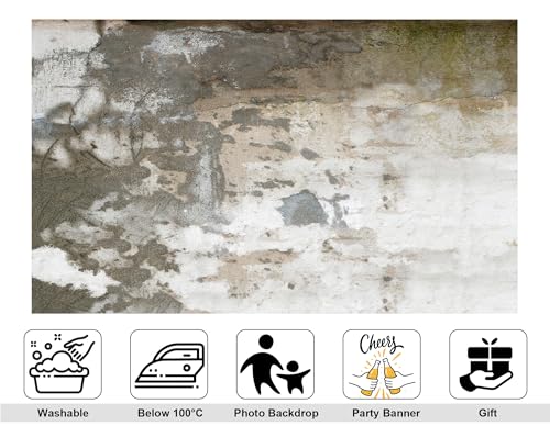 7x7ft Aged Concrete Wall Backdrop Peeling Paint and Neutral Grey Tones Photography Background for Urban and Industrial Party Decorations Tapestry Banner Photo Booth Props - size: 7x7ft