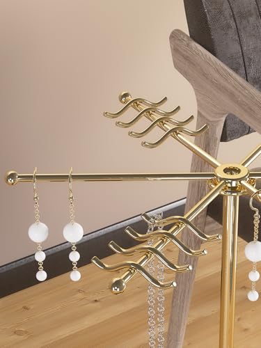 Rotating Necklace Holder,Tabletop Long Necklace Organizer Stand For Woman And Men,Jewelry Tree Bracelet And Earring Display Hanging Rack For Vendors,Small Jewelry Storage Stand