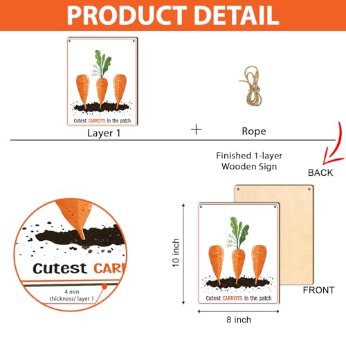 Cute Carrot Patch Wooden Plaque, Baby's First Easter Carrot Sign, First Easter Gifts for Babies Toddler, Holiday Home Decor, Baby Milestone Announcement Photo Props, Cutest Carrots In The Patch