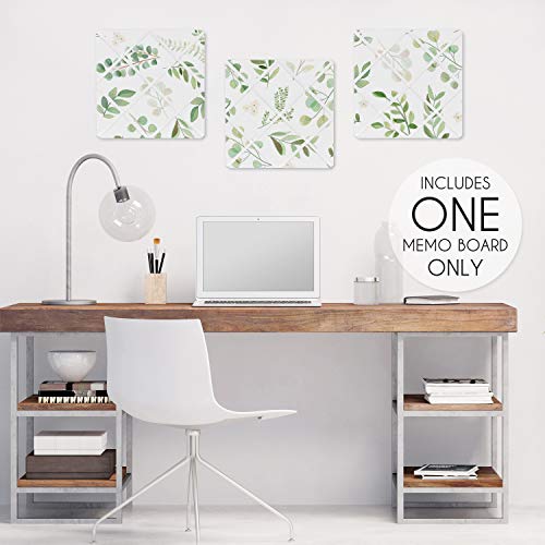 Sweet Jojo Designs Floral Leaf Fabric Memory Memo Photo Bulletin Board - Green and White Boho Watercolor Botanical Woodland Tropical Garden - color: Green Botanical