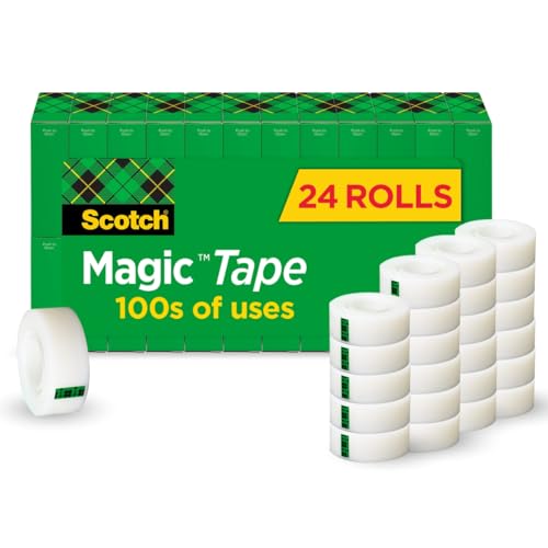 Scotch Magic Tape, Invisible, Home Office Supplies and Back to School Supplies for College and Classrooms, 24 Rolls - size: 24 Rolls