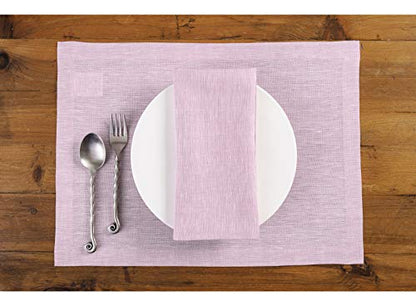 Solino Home Linen Placemats Set of 4 - Bubblegum Pink Placemats 14 x 19 Inch - 100% Pure Linen Table Mats for Spring, Summer - Athena - color: 04: Bubblegum Pink, size: 14" X 19" (Set of 4)