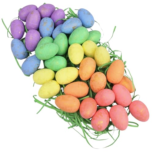 Mini Foam Easter Eggs, Multicolored Egg Party Decorations, Spring Craft Supplies or Centerpiece Props, Style May Vary, 36 Total