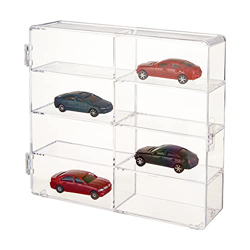 OLYCRAFT 8-Compartment Acrylic Display Case - Clear Storage Box for Model Cars and Jewelry Beads - 7.7x6.7x1.7 Inch - color: 8 Compartments