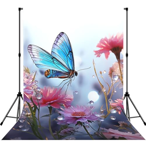Dragonfly and Flowers Backdrop Background for Photography 5x7ft Photobooth Professional Photo Backdrop Curtains Video Photography Studio Photo Backgrounds Banner Booth Background Screen Parties - color: Dragonfly And Flowers