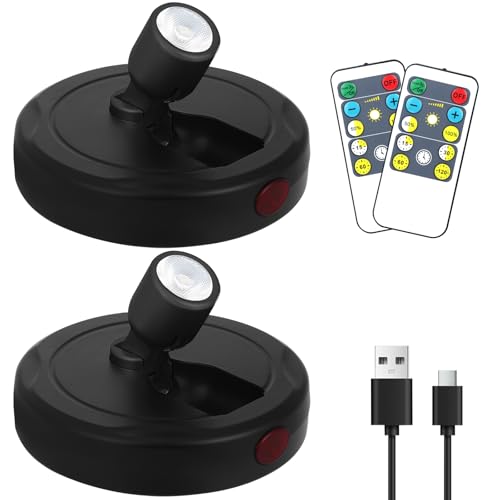 Cordless Spotlight Battery Powered, Indoor Plant Spot Light, Rechargeable Picture Lights with Remote, LED Accent Lighting, Dimmable Display Uplight for Tree Dartboard Decor Painting Art Photo - color: chargeable Black