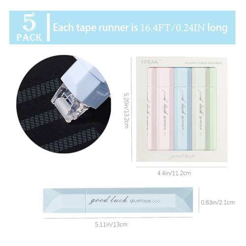 Scrapbooking Double Sided Tape Roller, 5-Pack Craft Adhesive Glue Runner - Multipurpose Journaling Supplies for Scrapbooking, Gift Wrapping, Photo Mounting, School Office & Crafts