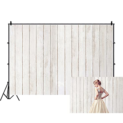 Renaiss 6x4ft Rustic White Wood Backdrop Polyester Vintage White Gray Wooden Floor Wall Plank Baby Shower Birthday Party Photography Background for Wedding Newborn Kids Adult Photo Studio Props - color: WSNWH14965, size: 6x4ft