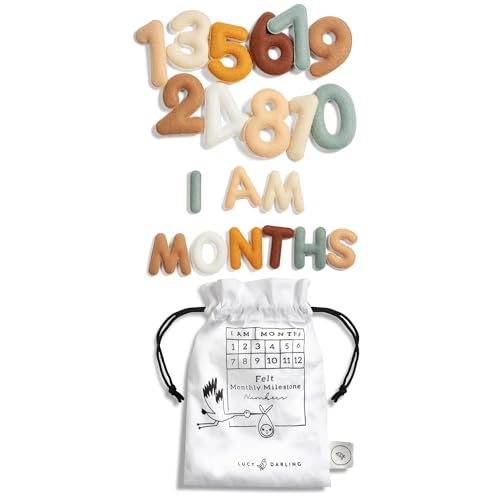 Baby Monthly Milestone Numbers – Signs & Photo Props – Soft Felt Letters & Numbers for Baby Announcement, Newborn Photography, Neutral - color: Neutral