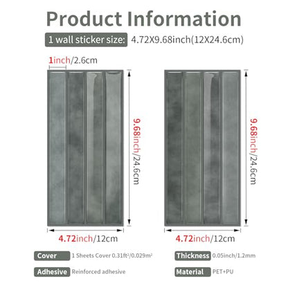 VICCI 20-Sheet Subway Tile Stickers, Modern Gray 3D Textured Peel and Stick Backsplash 4.72x9.68 Inch, No-Grout Removable - color: Modern Gray