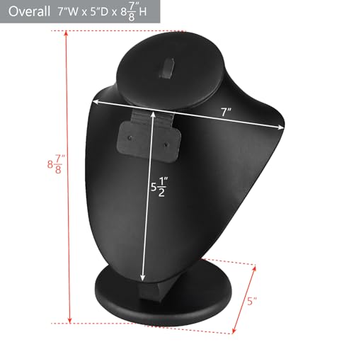 MOOCA 3 Pcs Set Black PU Faux Leather Combination Display Jewelry Stand Bust for Necklaces, Earrings, Rings, Jewelry Display For Vendors - color: Black PU Faux Leather, 3 pieces