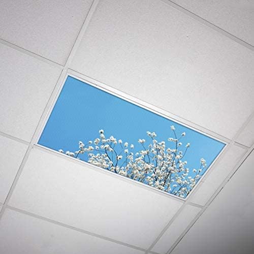 Fluorescent Light Cover for Classroom Ceiling Lights - Premium Backlit Film Insert 2x4 (22.38"x46.5") Florescent Fixture (Pack of 1) School, Office, Sensory, Improve Focus, Eliminate Headaches - Tree - color: Flowering Dogwood Tree, size: 1pk