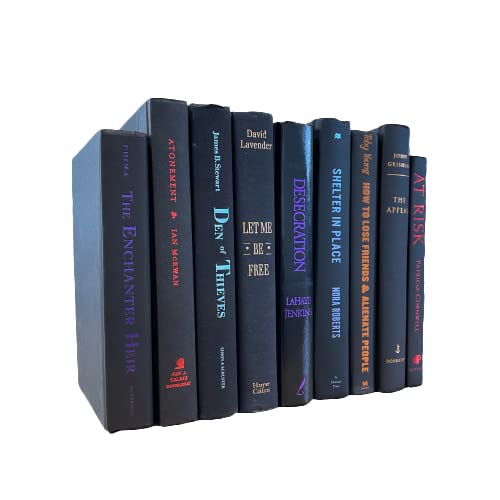 Decorative Accent for Home Decor – Real Books by Color® Interior Styling Piece for Bookshelf, Coffee Table, Design Display (Set of 3, Black Multi) - color: Black Multi, size: Set of 3