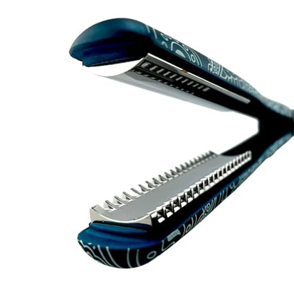 CAJ Beauty Flip & Bend Style Iron in Sapphire Paisley, Thermatru Technology, 1" Titanium Floating Teeth Comb, Automatic Shut-Off, Color-Coded LED Lights for Easy Temperature Indication - color: Sapphire Paisley