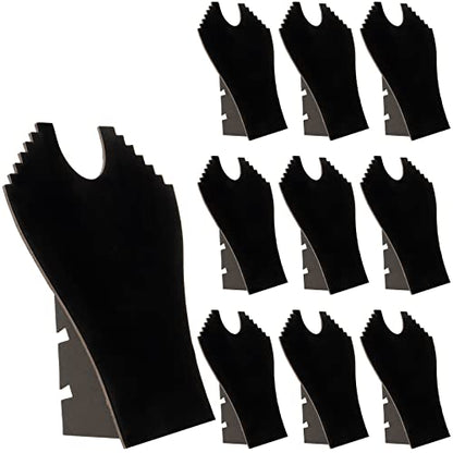 MOUYAT 10 Pack Black Necklace Display, 9.6 x 9.2 Inch Velvet Necklace Display Holder with Reinforced Bracket, Necklace Display Stands For Selling, Jewelry Organization