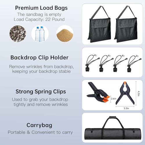 BEIYANG 8.5 x 10 FT Photo Backdrop Stand Kit, Adjustable Background Holder Support System Kit with Carrying Bag, for Photography Video Stutio, Parties Decoration, Advertising Display - size: 8.5*10FT