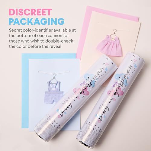 PrimePure Gender Reveal Confetti Cannon - Heart Shaped Confetti Poppers - Pink, 2 Pack - Baby Girl Gender Reveal Party Poppers - Pink Paper Baby Party Supplies Pop Gun - color: Pink