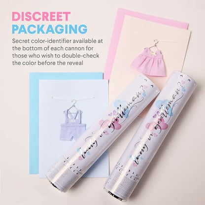 PrimePure Gender Reveal Confetti Cannon - Heart Shaped Confetti Poppers - Blue, 2 Pack - Baby Boy Gender Reveal Party Poppers - Blue Paper Baby Party Supplies Pop Gun - color: Blue