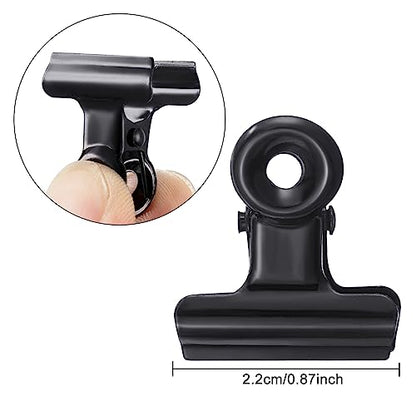 40 Pack Metal Clips 0.87 Inch Small Bull Binder Paper Clips for Picture Photo Crafts Food Bags Home Office Supplies(Black) - color: Black