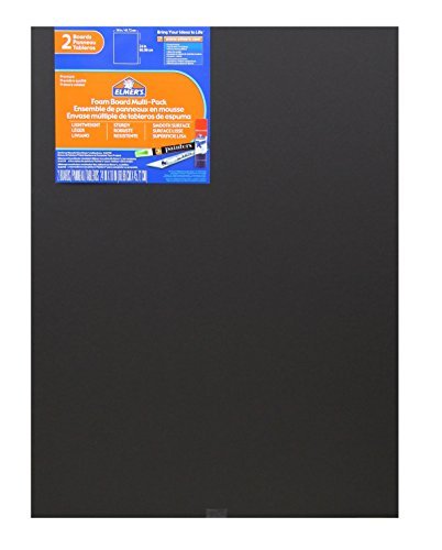 Elmer's Foam Board Multi-Pack, 18 x 24 Inches, 3/16 Inch Thickness, Black, 2 Pack - color: Black, size: 2-Pack, style: 18 x 24 Inches
