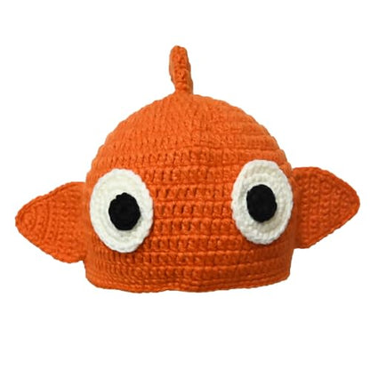 Handmade Knitted Cute Little Goldfish Beanie Crochet Hat Photography Prop Cap - size: Small