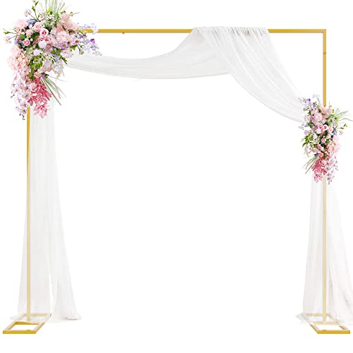 Putros Heavy Duty Backdrop Stand 8ft x 8ft Gold Pipe and Drape Kit Adjustable Metal Backdrop Sand for Wedding Photobooth Exhibition Decoration - color: Gold