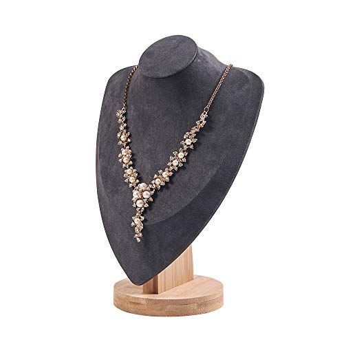 Coward Velvet Necklace Display Stand For Show Bamboo Chain Jewelry Model Bust Holder(gray velvet, 11.4") - color: Gray Velvet, size: 11.4" Hight
