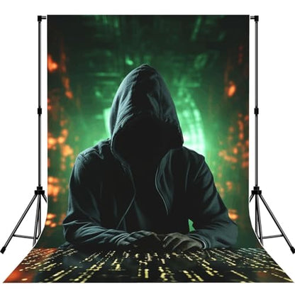 Hacker Attack Backdrop Background for Photography 5x7ft Photobooth Professional Photo Backdrop Curtains Video Photography Studio Photo Backgrounds Banner Booth Background Screen Parties - color: Hacker Attack