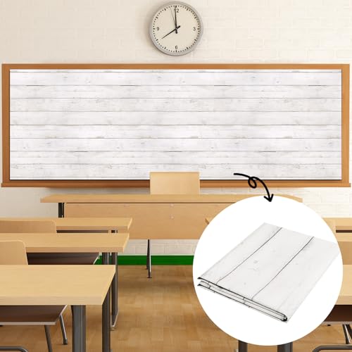 120x47 in Bulletin Board Fabric Background Back to School Classroom Decoration Large Polyester Photography Backdrop for Class Home Office Wall Decor Pillows Curtains Crafts Vintage White Wood - style: Vintage White