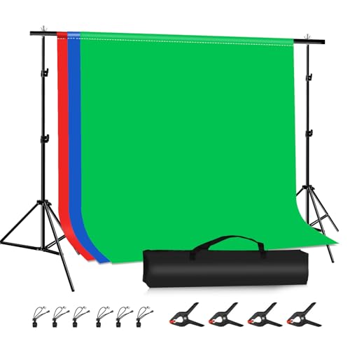 PULUZ Blue Green Red Screen Backdrop Kit with Tripod Stand, 6.5x6.5ft Green Screen Stand for Content Creation and Virtual Backgrounds, Blue Red Photo Background with Backdrop Stand for Photography - size: 6.5x6.5 Ft Backdrop Kit