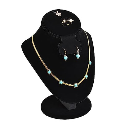 MOOCA Jewelry Display, Black Velvet Stand, Necklace Mannequin, Adjustable Hook, Wood Base, Fits Choker Necklaces, Jewelry Storage - color: Black Velvet