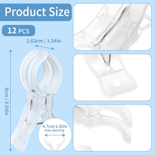 PUGPIU 12 Pack Balloon Arch Clips for Backdrop | Plastic Transparent Spring Clamps | 3.5 Inch Heavy Duty Clip for Backdrop Stand | Birthday Wedding Decoration | Photography Studio | Crafts | Clothing - color: Clear1