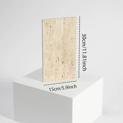 Natural Travertine Stone Display Tiles, Decorative Photography Props for Jewelry, Cosmetics, Home Decor, Beige Stone Blocks (15cm*30cm) - size: 15cm*30cm