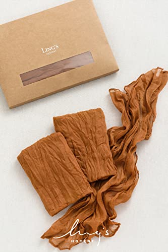 Ling's Moment Luxury Cloth Wedding Napkins - 19x19 Inch Reusable Cheesecloth Linen Napkins for Wedding Reception, Bridal Shower, Dinner Table - Washable, Durable (Set of 10), [Terracotta] - color: Or-brown Terracotta