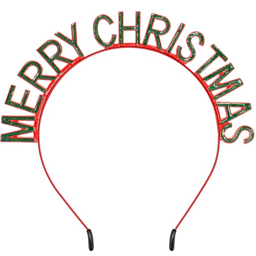 Chanaco Christmas Headbands for Women Adult Xmas Hair Accessories Holiday Party Decorations Red Green Hair Hoops Metal Headwear Non Slip Headdress Gifts - color: Red