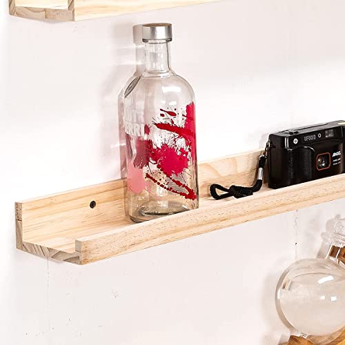 MBYD 48 Inch Floating Shelves Natural Wood, Wall Mount Picture Ledge Wooden Wall Shelf for Bedroom, Living Room, Office, Kitchen, Set of 3 Same Dimensions - color: Natural, size: Set of 3 48 in