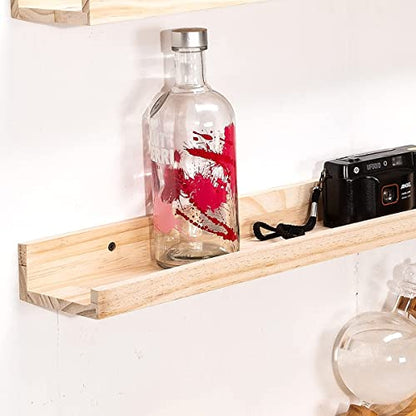 MBYD 48 Inch Floating Shelves Natural Wood, Wall Mount Picture Ledge Wooden Wall Shelf for Bedroom, Living Room, Office, Kitchen, Set of 3 Same Dimensions - color: Natural, size: Set of 3 48 in